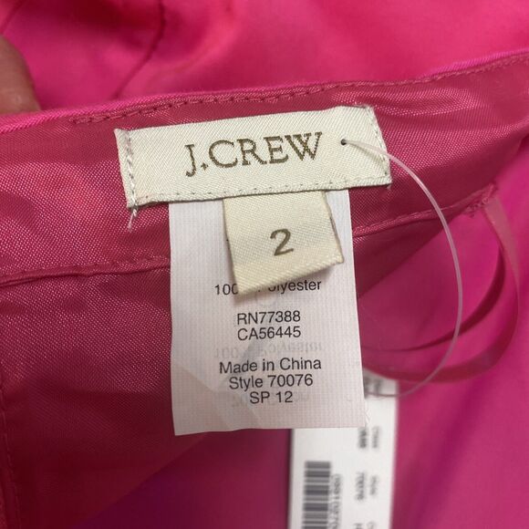 J Crew Mini Dress Size 2 Hot Pink Flamenco Pockets Lined Barbiecore Silk Cotton - Picture 9 of 15